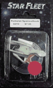 Jpeg image of Romulan Sparowhawk miniature in blister package.