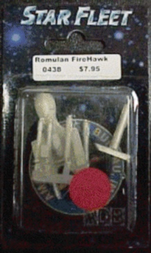 Jpeg image of Romulan FireHawk miniature in blister package.