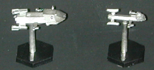 Jpeg image of War Destroyer and Frigate miniatures.