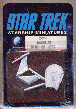 Yet yet another jpeg picture of FASA's Romulan Bird of Prey miniature in blister package.