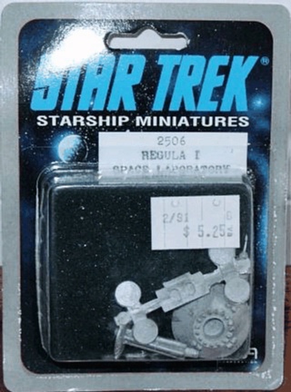 Jpeg picture of FASA's Regula 1 Space Lab/Defense Outpost miniature in blister package.