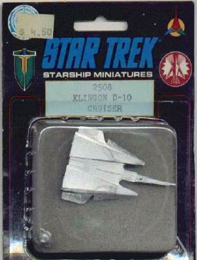 Jpeg picture of FASA's Klingon K-10 miniature in blister package.