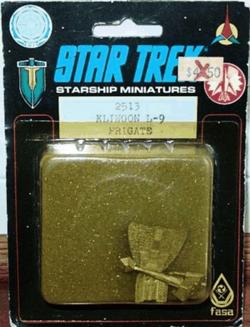 Jpeg picture of FASA's Klingon L-9 miniature in blister package.