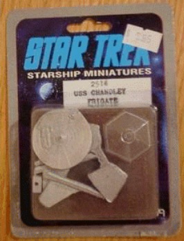 Jpeg picture of FASA's USS Chandley miniature in blister package.
