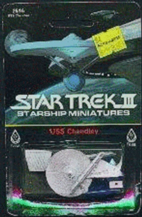 Another peg picture of FASA's USS Chandley miniature in blister package.