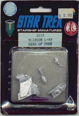 Jpeg picture of FASA's Klingon L-42 miniature in blister package.