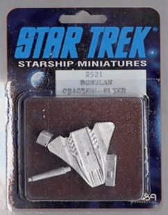 Jpeg picture of FASA's Romulan Graceful Flyer miniature in blister package.