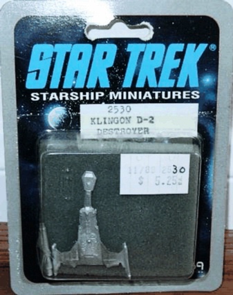 Jpeg picture of FASA's Klingon D-2 miniature in blister package.