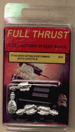 Jpeg picture of Ground Zero Games' UNSC Corvette miniature in blister package.