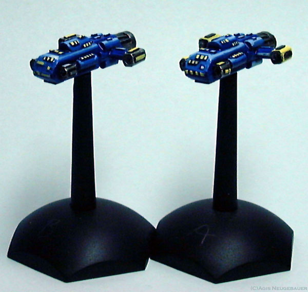 Another jpeg picture of Ground Zero Games' UNSC Frigate Type II miniatures.