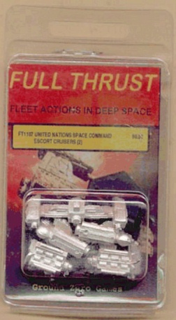 Jpeg picture of Ground Zero Games' UNSC Escort Cruiser miniatures in blister package.