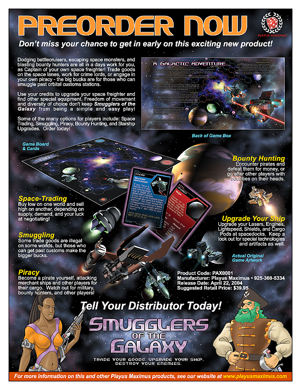Jpeg picture of the Smugglers of the Galaxy preorder flyer.