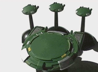 Jpeg picture of Task Force Games' 2200 Andromedan Intruder & Satellite miniatures.
