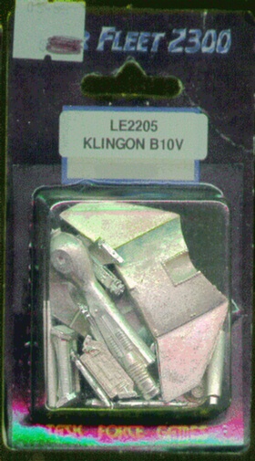 Jpeg picture of Task Force Games' 2200 Klingon B10V miniature in blister package.