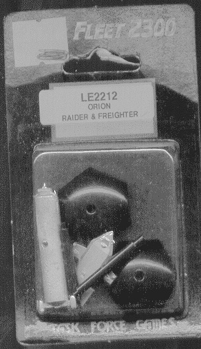 Jpeg picture of Task Force Games' 2200 Orion Raider & Freighter miniatures in blister package.