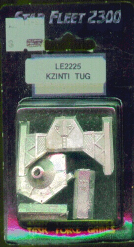 Jpeg picture of Task Force Games' 2200 Kzinti Tug miniature in blister package.