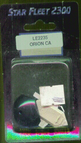 Jpeg picture of Task Force Games' 2200 Orion CA miniature in blister package.