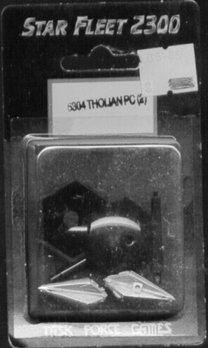 Jpeg picture of Task Force Games' 2300 Tholian PC miniature in blister package.