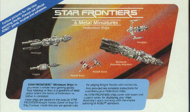Jpeg picture of TSR's Star Frontiers Federation miniature box back.