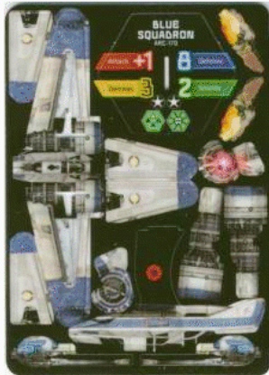 Jpeg picture of WizKids' Star Wars Blue Squadron miniature, unpunched.