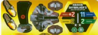 Jpeg picture of WizKids' Star Wars Anakin's Jedi Starfighter miniature, unpunched.